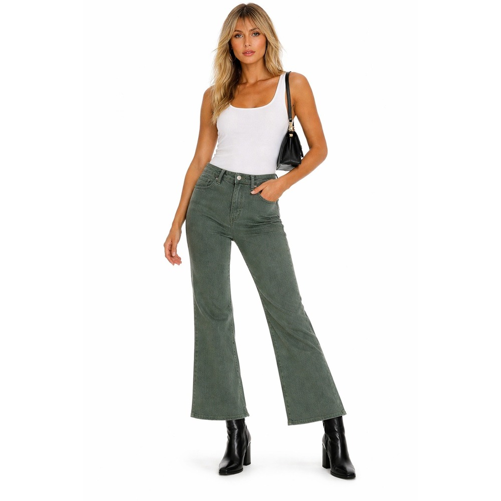 Hudson Jeans Bliar Wide‎ Leg Crop Soft Military Green 27